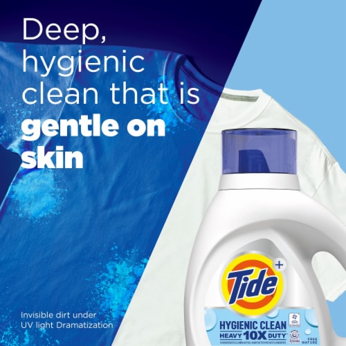 Tide Hygienic Clean Heavy Duty 10x Free Liquid Laundry Detergent, Unscented, 74 Loads, 105 oz Perspective: right