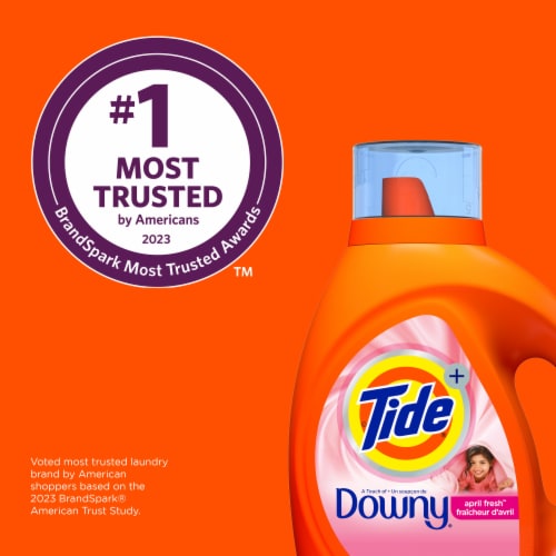 Tide Plus A Touch of Downy Liquid Laundry Detergent, April Fresh Scent, 34 fl oz, 24 Loads Perspective: right