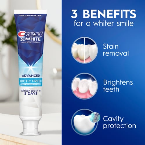 Crest 3D White Advanced Teeth Whitening Toothpaste, Arctic Fresh Perspective: right