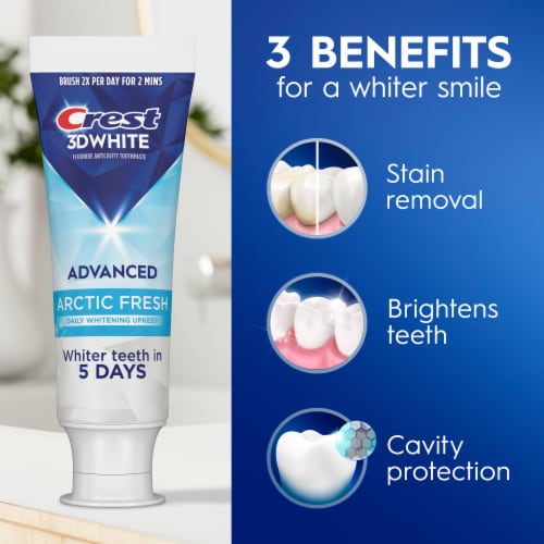 Crest 3D White Advanced Teeth Whitening Toothpaste, Arctic Fresh Perspective: right
