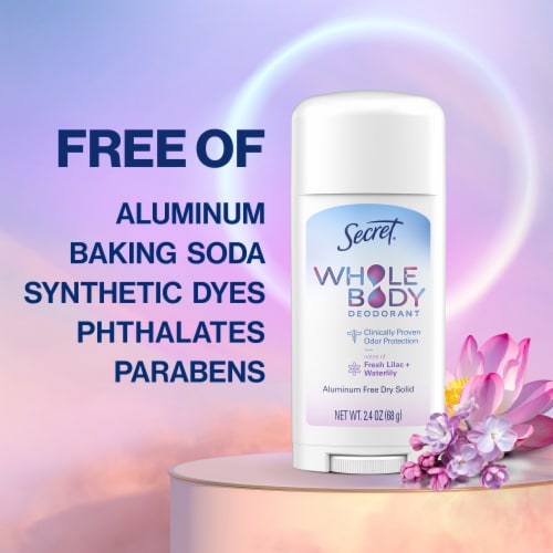 Secret Whole Body for Women Deodorant Aluminum Free with notes of Fresh Lilac Waterlily Perspective: right