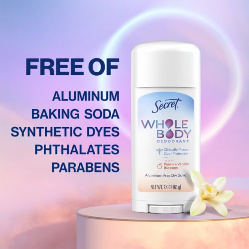 Secret® for Women Aluminum Free Whole Body Deodorant Stick Peach + Vanilla Blossom Perspective: right