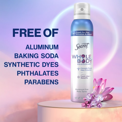 Secret for Women Whole Body Aluminum Free Deodorant Spray Lilac & Waterlily Perspective: right
