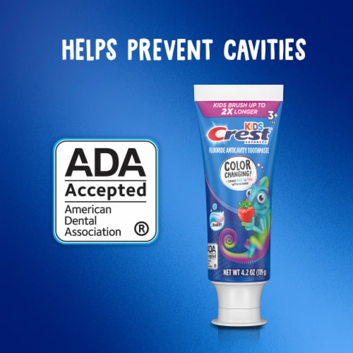Crest Advanced Kid's Fluoride Toothpaste, Strawberry Flavor Perspective: right