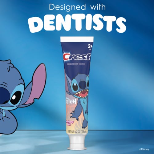Crest Strawberry Rush Featuring Disney Stitch, 4.2 oz, Ages 2+ Perspective: right
