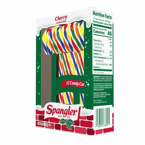 Spangler® Cherry Flavor Candy Canes Christmas Box Perspective: right