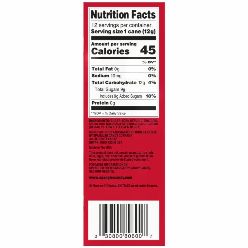 Skittles® Assorted Candy Canes Holiday Candy Box Perspective: right