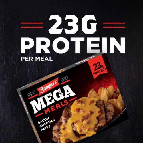 Banquet Mega Meal Bacon Cheddar Patty Frozen Meal Perspective: right