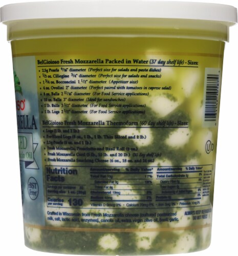 BelGioioso® Basil & Garlic Marinated Mozzarella Cheese Perspective: right