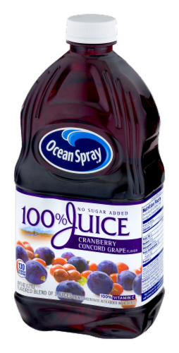 Ocean Spray® No Sugar Added 100% Cranberry Concord Grape Juice Perspective: right