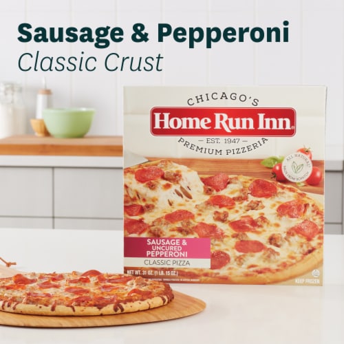 Home Run Inn Frozen Sausage & Uncured Pepperoni Classic Pizza Perspective: right