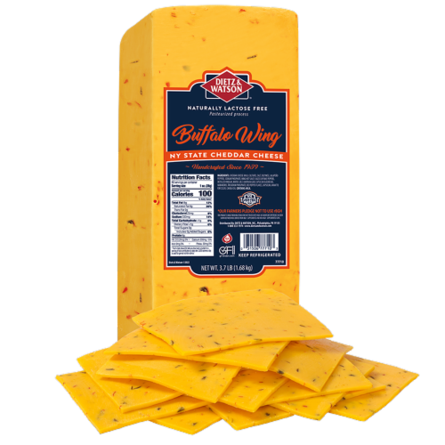 Dietz & Watson® Buffalo Wing Cheddar Fresh Sliced Deli Cheese Perspective: right
