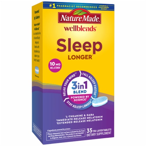 Nature Made® WellBlends™ Sleep Longer® Tri-Layer Dietary Supplement Tablets Perspective: right