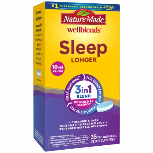 Nature Made® WellBlends™ Sleep Longer® Tri-Layer Dietary Supplement Tablets Perspective: right