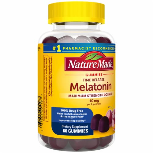Nature Made® Time Release Melatonin Maximum Strength Dosage Gummies 10 mg Perspective: right