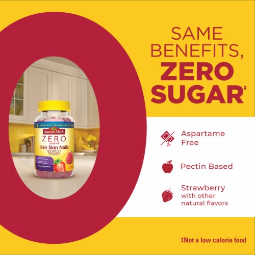 Nature Made® Zero Sugar Hair Skin Nails Gummies 2500 mcg Perspective: right