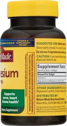 Nature Made Magnesium Softgels 250mg Perspective: right
