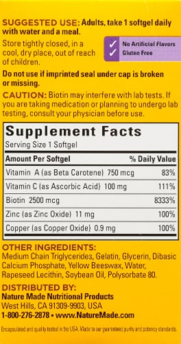 Nature Made® Hair Skin and Nails Biotin Softgels Perspective: right