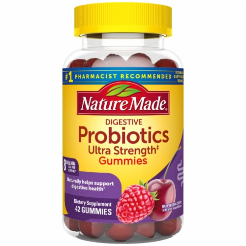 Nature Made® Digestive Probiotics Ultra-Strength Raspberry & Cherry Adult Gummies Perspective: right