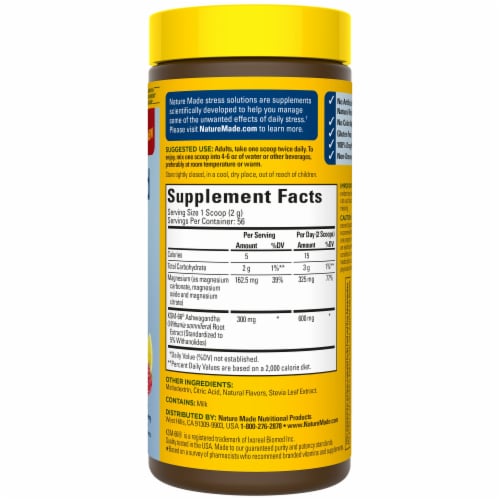 Nature Made® Calm Mind & Body™ Lemon Raspberry Ashwagandha & Magnesium Drink Mix Powder Perspective: right