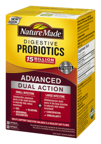 Nature Made Advanced Dual Action Digestive Probiotics Capsules Perspective: right