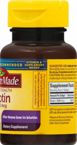 Nature Made Biotin Dietary Supplement Liquid Softgels 2500 mcg Perspective: right