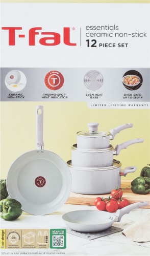 T-fal Essentials Cookware Set Ceramic - White Perspective: right