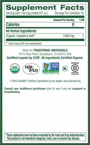 Traditional Medicinals® Organic Raspberry Leaf Tea Bags Perspective: right
