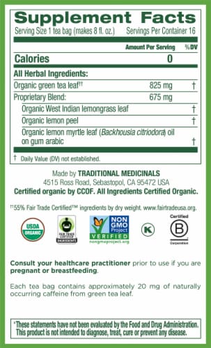 Traditional Medicinals Organic Golden Green Tea Bags Perspective: right