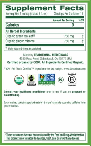 Traditional Medicinals Organic Green Tea with Ginger Perspective: right