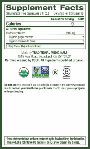 Traditional Medicinal Organic Ginger with Chamomile Tea Bags Perspective: right