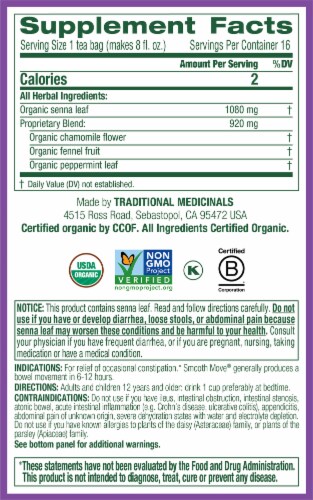 Traditional Medicinals Smooth Move Chamomile Senna Tea Bags Perspective: right