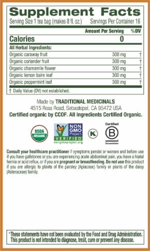 Traditional Medicinals Chamomile Mint Organic Gas Relief Herbal Tea Perspective: right