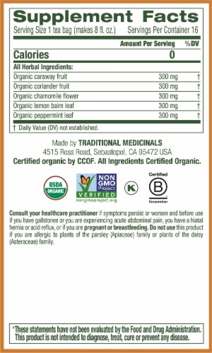 Traditional Medicinals Chamomile Mint Organic Gas Relief Herbal Tea Perspective: right