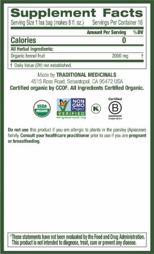 Traditional Medicinals® Organic Fennel Herbal Tea Perspective: right