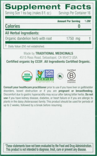 Traditional Medicinals® Organic Dandelion Leaf & Root Tea Bags Perspective: right