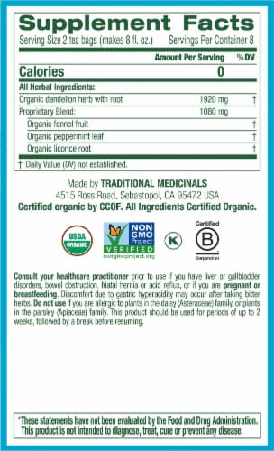 Traditional Medicinals Organic EveryDay Detox Dandelion Herbal Tea Bags Perspective: right