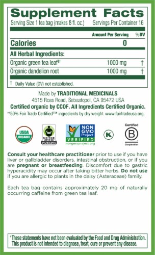 Traditional Medicinals® Organic Green Tea Dandelion Perspective: right