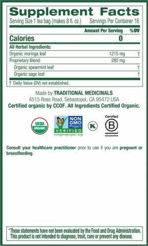 Traditional Medicinals® Organic Moringa With Spearmint and Sage Tea Bags Perspective: right