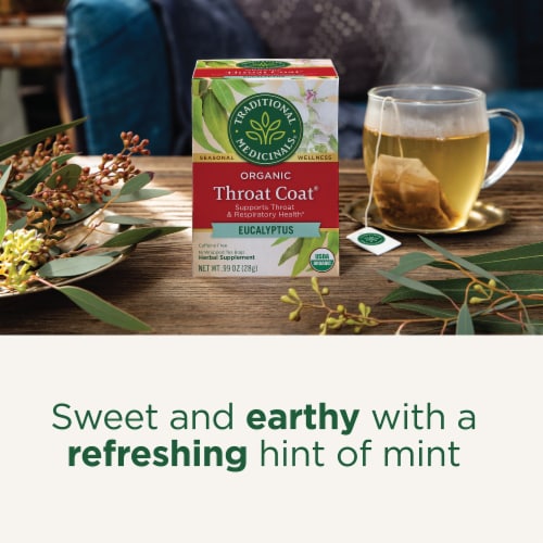 Traditional Medicinals Organic Throat Coat Eucalyptus Tea Perspective: right