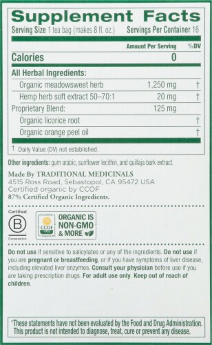 Traditional Medicinals Hemp + Meadowsweet Herbel Tea Perspective: right