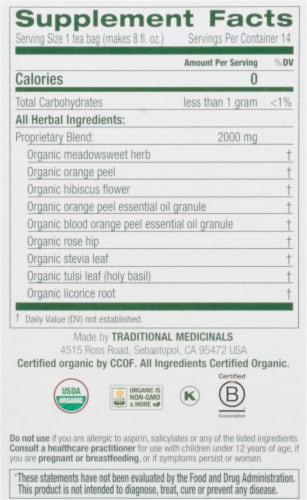 Traditional Medicinals Botanical Blends Blood Orange Digestive Support Herbal Tea Perspective: right
