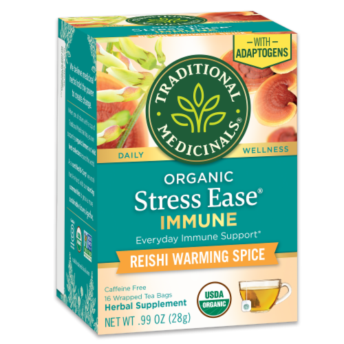 Traditional Medicinals® Organic Stress Ease® Immune Tea Bags Perspective: right