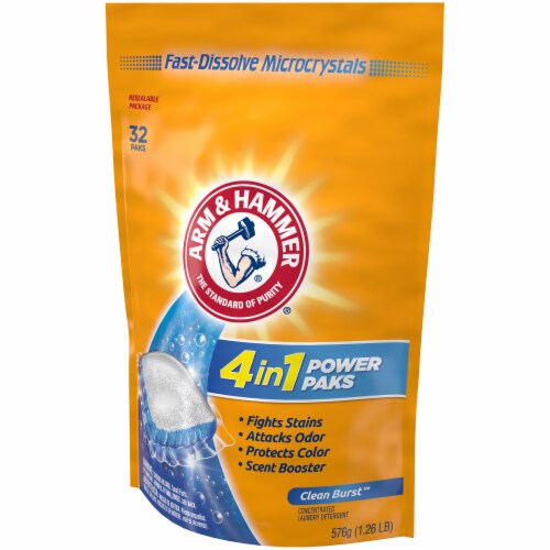 Arm & Hammer 4-in-1 Clean Burst Scent Concentrated Laundry Detergent Power Paks Perspective: right
