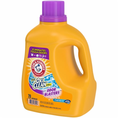 Arm & Hammer Plus Oxi Clean Stain Fighter with Odor Blasters Fresh Burst Liquid Laundry Detergent Perspective: right