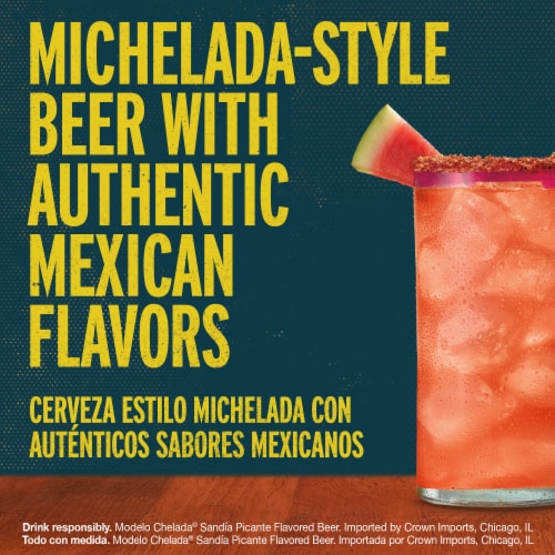Modelo Chelada Sandia Picante Mexican Import Flavored Beer Perspective: right