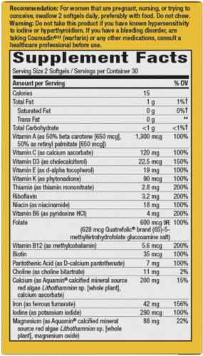 Nature's Way Alive! Complete Prenatal Berry Flavored Multi-Vitamin Vegetarian Softgels Perspective: right