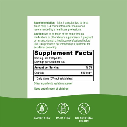 Nature's Way® Activated Charcoal Capsules 280mg Perspective: right