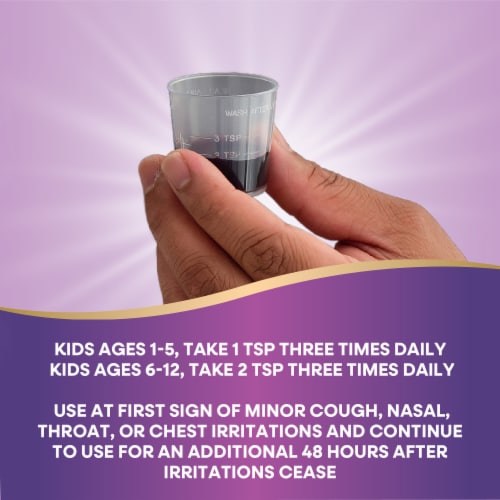 Nature’s Way Sambucus Kids Cough Relief + Immune with Elderberry Extract Vitamin C and Zinc Syrup Perspective: right