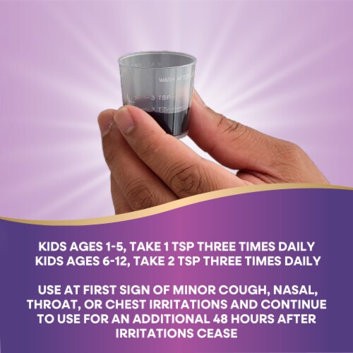 Nature’s Way Sambucus Kids Cough Relief + Immune with Elderberry Extract Vitamin C and Zinc Syrup Perspective: right